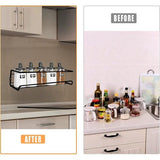 4 stuks keukenrek organizer, kruidenrek, metaal, kruidenrek, zonder boren, zelfklevende keukenkast om op te hangen, Sticky Spice Organizer 29 x 6 x 6,5 cm, zwart