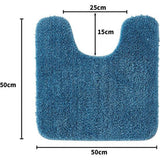 Badmat, wc-mat, voetmat, hal, 1 stuk, U-vormig, decoratiemat, antislip, absorberend, voor woonkamer, badkamer, toilet, 50 x 50 cm, blauw