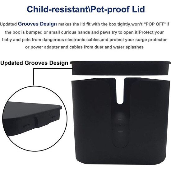 3-pack kabelbox kabelorganizer kabelbox set kabelmanagement voor het opbergen van stekkerdozen oplaadadapters kabelbescherming veiligheid van kinderen en huisdieren zwart