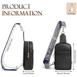 Sling Bag voor dames, borstzak, PU-leer, schoudertas, klein, crossbody damestas, waterdicht, kleine schoudertas met brede riem, voor heren, winkelen, reizen, wandelen, fietsen, zwart, Elegant