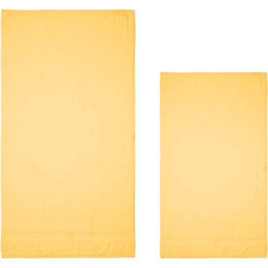100% biologische katoenen handdoekenset, badhanddoek, hoge kwaliteit, zacht en zeer absorberend, sneldrogend, Oeko-Tex, gemaakt in groen en GOTS-gecertificeerd (4 badhanddoeken, citroengeel)
