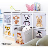 Opbergdoos voor kinderen, schattige dierenwerelden, extra stevige speelgoedkist met deksel voor kinderkamer, speelgoeddoos (33 x 33 x 33 cm) voor het opbergen, opbergbox