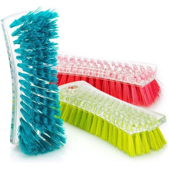 3 x borstel voor het huishouden, schuurborstel voor het reinigen, harde wortelborstel, schrobborstel, poetsborstel, keuze uit verschillende kleuren, geel/rood/turquoise, zonder handvat