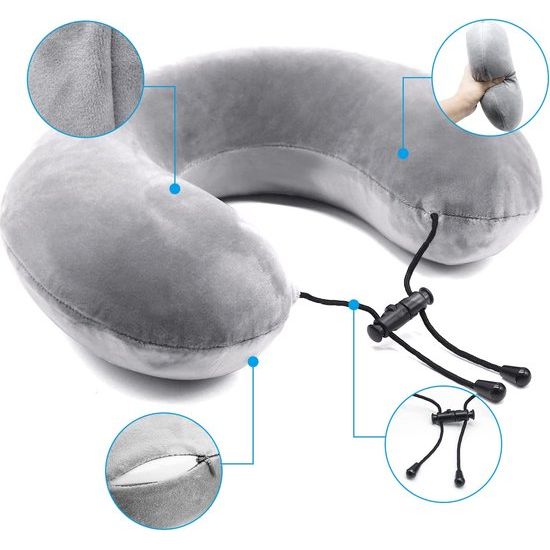 Yomisee Reiskussen, nekkussen vliegtuig en auto van traagschuim met fluweelzachte overtrek, nekkussen voor volwassenen, voor reizen, camping, kantoor en huis