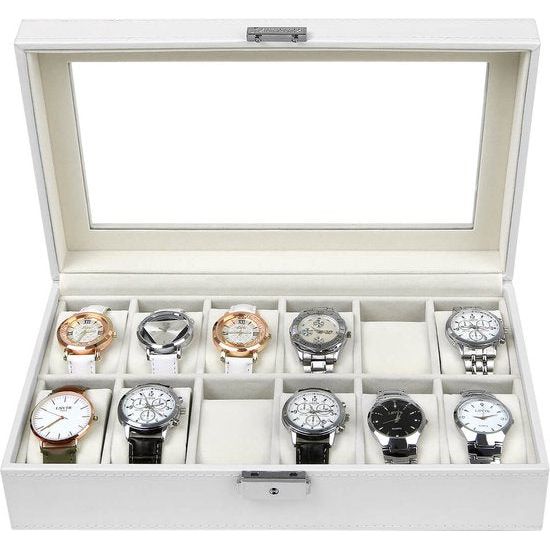 Horlogedoos, voor 12 horloges, wit