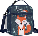 Fuchs geïsoleerde lunchtas voor kinderen, met flessenhouder, blauwe koeltas, klein, draagbaar, voor jongens en meisjes