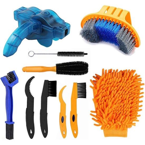 Fietsreinigingsborstelset, fietsreinigingsborstelgereedschap, fietsreinigingsborstel, gereedschap, fietskettingreiniger, reinigingsset