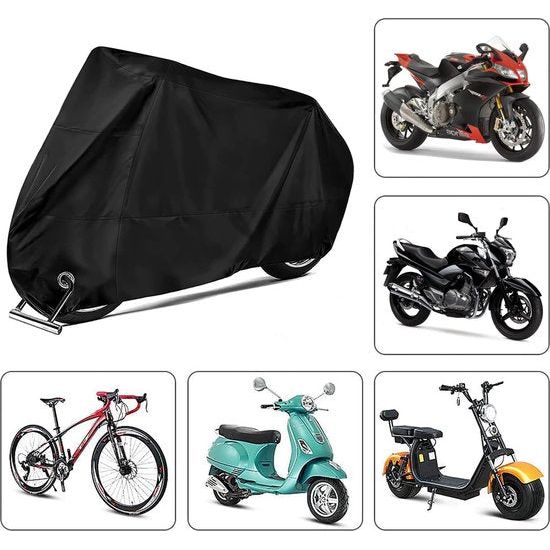 Motorhoes motorhoes motorfiets garages scooter afdekhoes beschermhoes XXL 190T Oxford-stof motorhoes waterdicht motorgarage zwart 245 x 105 x 125 cm