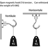 8 stuks magneethaken, magneethaken, 16 mm neodymium magneethaken, extra sterke magneethaken, voor keuken, garage, kluisjes, kantoor, koelkastmagneet, sleutelhouder