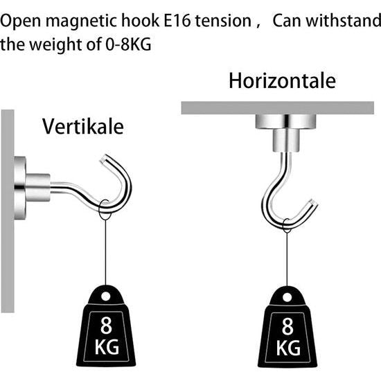 8 stuks magneethaken, magneethaken, 16 mm neodymium magneethaken, extra sterke magneethaken, voor keuken, garage, kluisjes, kantoor, koelkastmagneet, sleutelhouder