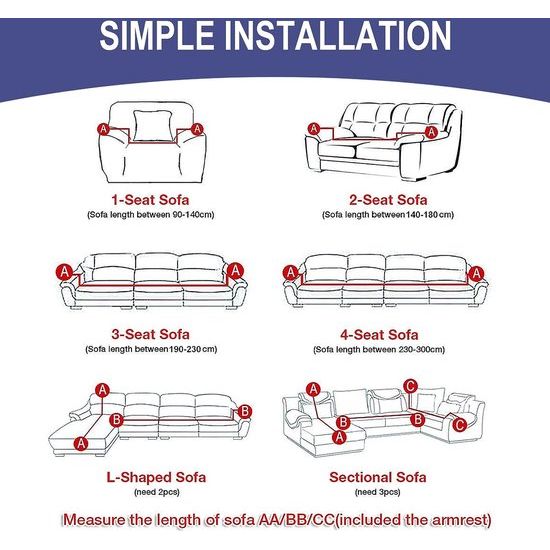Sofa Cover 4 Seater - Elastic Stretch Spandex Sofa Throws Sofa Hoes - Antislip Wasbare Sofa Protector Bank Cover voor Sofa met armleuningen - Grijs/Beige