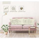 Kussenslopen 4 stuks 40x40 linnen mix kussensloop hart bankkussenovertrek set "Love Laugh Live" kussenhoezen crème decoratief kussen