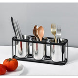 Bestekhouder SUS304 roestvrij staal bestekmand bestekbak keuken gebruiksvoorwerpenhouder met metalen voet voor lepels vorken messen