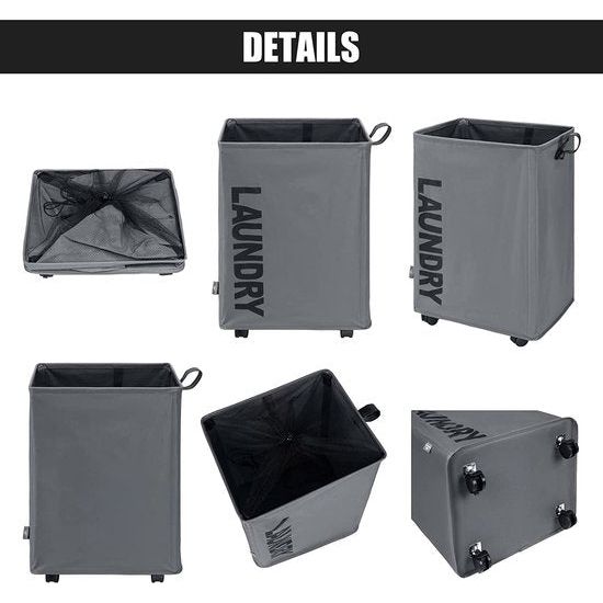 Grote opvouwbare wasmanden met wielen, opvouwbare waszakken, kledingtas