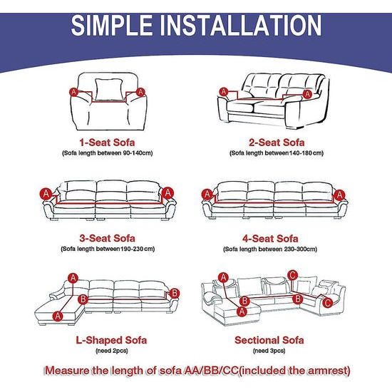 Sofa Cover 4 Seater Elastic Stretch Spandex Sofa Throws Sofa Hoes Antislip Wasbare Sofa Protector Bank Cover voor Sofa met armleuningen, Leaf Style