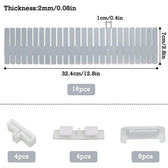 Ladeverdeler, ladeverdeler, 16 stuks, verstelbare ladeverdeler, opbergsysteem, blauwe scheidingswanden, verstelbaar, voor kast, ondergoed, sokken, doe-het-zelf bureau-organizer
