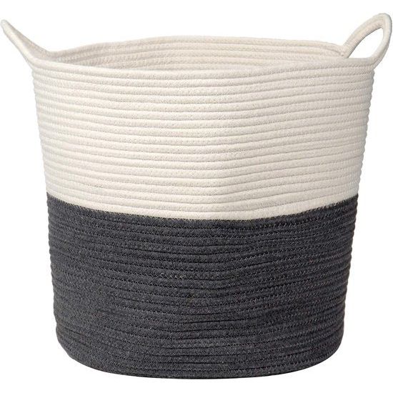 opbergmand van katoen, touw, gevlochten mand, babyspeelgoedopbergcontainer met handvat, voor woonkamer, kinderkamer, badkamer, 38 x 38 cm