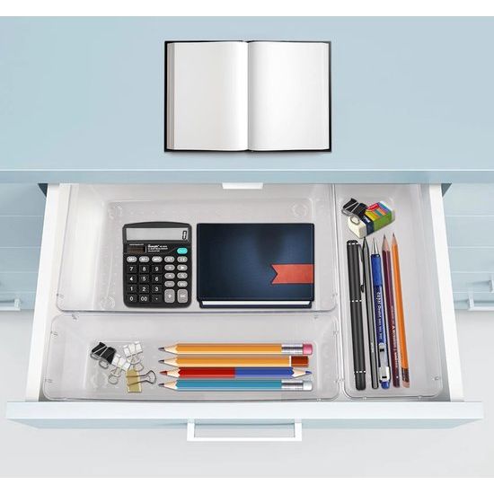 25 stuks lade-opbergsysteem, lade-organizer, transparant, kunststof, met 4 maten, make-up-organizer, te gebruiken voor make-up, organizer, keuken, badkamer, kantoor