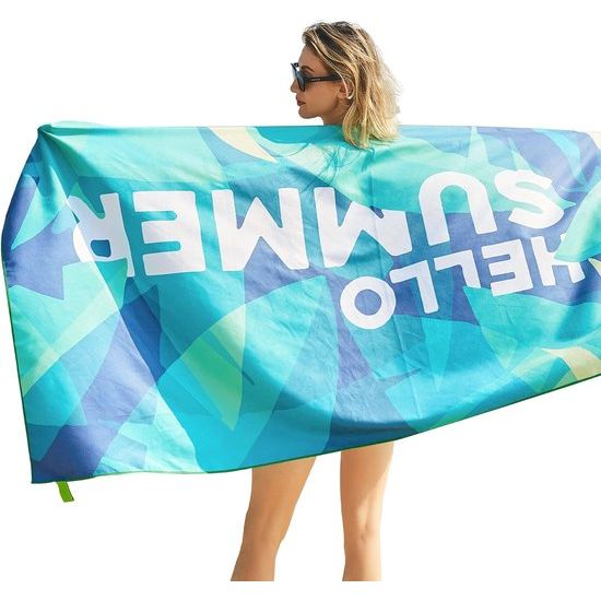 Strandhanddoek, groot, microvezel handdoek, 180 x 90, zandafstotend, sneldrogend, microvezel, groot, voor strand/zwembadside/strandstoelen (zomerblad)
