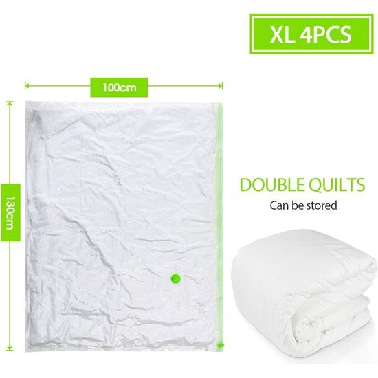Vacuümzakken voor dekbedden, set van 4 extra grote [130x100cm] vacuümzakken voor kleding, Jumbo Extra Grote Vacuümzakken voor Kleding (4 stuks)