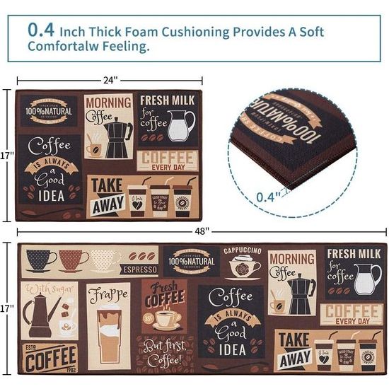 Set van 2 antislip keukenmatten en vloerkleden, wasbare rubberen mat, deurmatloper, microvezeltapijtset