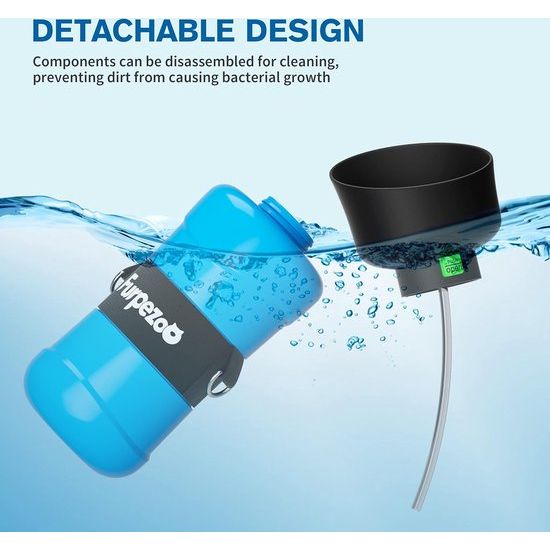 Hondendrinkfles 800 ml, waterflessen voor honden en katten, lichtgewicht drinkfles voor huisdieren met opvouwbare siliconen waterbak, voor buitenwandelingen, wandelen, reizen, blauw