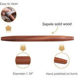 Franse deegroller voor bakken, sapele houten deegroller voor fondant, cakekorst, koekjes, gebak (Frans 40cm)