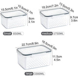 3 stuks productiecontainers voedselcontainers koelkast organizermanden afdruiprek groentelade met zeven en deksels voor groenten vlees verse fruitsalade 3 stuks