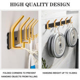 Kapstokhaken, zwart en goud, met 5 haken, deurhaken voor badkamer, keuken, woonkamer en hal