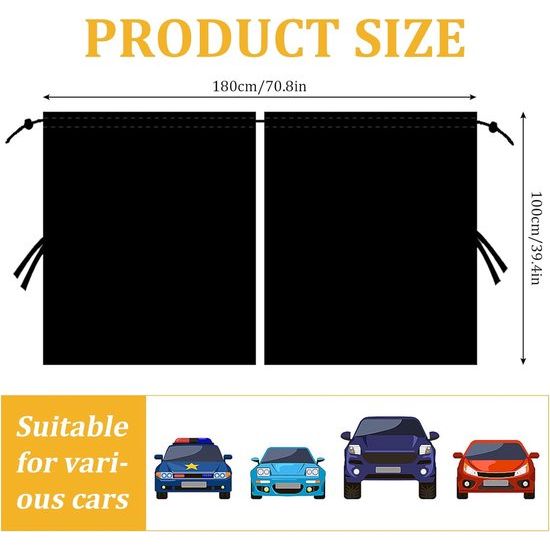 Auto-privacygordijnen Autoscheidingsgordijnen 100 x 180 cm Afneembare autogordijnen Zwart autogordijn Achterverduisteringsgordijn Autogordijnen voor auto Zijruit Reizen Kamperen