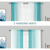 Gordijnen met plooiband transparante gordijnen voor woonkamer set van 2, 260x140cm blauw groen