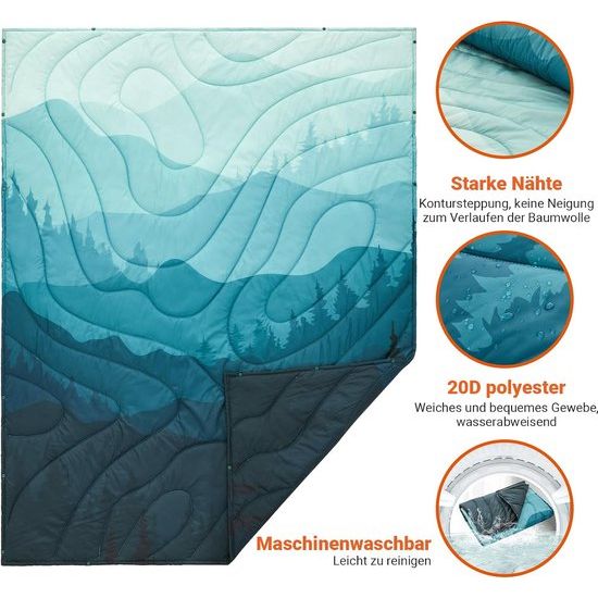 Reisdeken, ultralicht, warme outdoor-campingdeken, waterafstotend, compact, kleine verpakkingsgrootte voor kamperen, kantoor, thuis, buiten