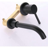 moderne badkamerkraan wandmontage mat zwart 360° draaibare uitloop badkranen voor muur 2-gats montage kraan met enkele handgreep messing Leekayer