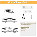 Shower Shelf, No Drilling Corner, Pack of 3 Shower Shelves, Black Shower Basket, Rustproof Stainless Steel Corner Shelf, Shower, Bathroom Shelf, No Drilling, for Bathroom Storage with Soap Dish