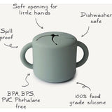 Cambridge Blue Snackbeker van silicone, broodtrommel voor onderweg, lekvrij en vaatwasmachinebestendig, veilige, hoogwaardige en duurzame eerste uitrusting, snackbox voor kleine kinderen,