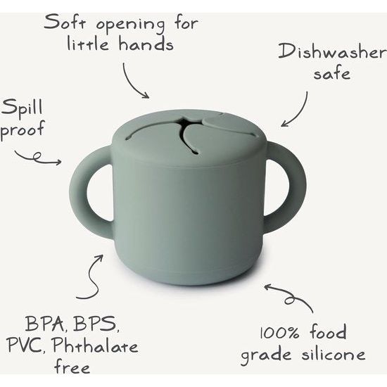 Cambridge Blue Snackbeker van silicone, broodtrommel voor onderweg, lekvrij en vaatwasmachinebestendig, veilige, hoogwaardige en duurzame eerste uitrusting, snackbox voor kleine kinderen,