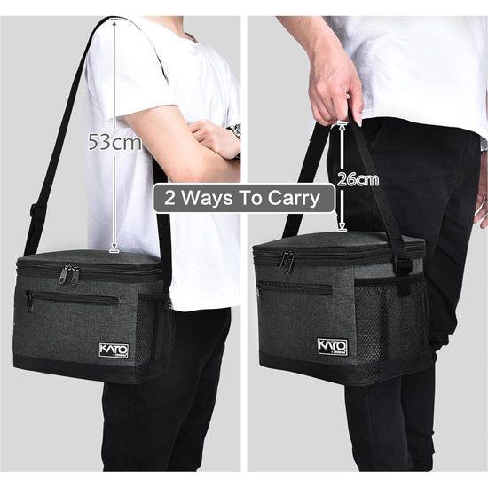 Lunchtas geïsoleerd voor mannen, 7,8 liter, koeltas, picknicktas met verstelbare schouderriem, thermotas, lekvrij, opvouwbaar, voor werk, fitness, onderweg, school