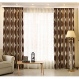 Set van 2 geometrische moderne gordijnen voor de woonkamer (245 x 140 cm, bruin)