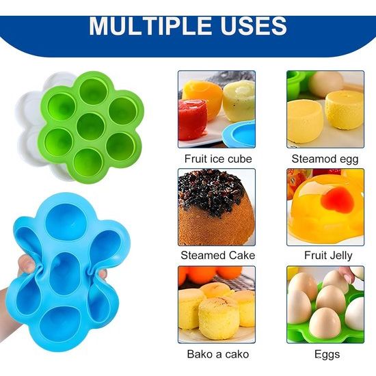 Siliconen babyvoedingcontainers 4-pack 7 compartimenten x 40 ml met 2 siliconenlepels voor eenvoudige zelfgemaakte voedselopslag BPA-vrij groen + blauw