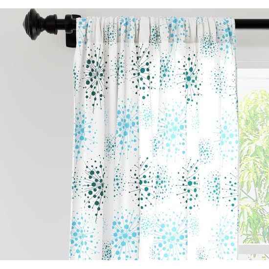 Polyester semi-transparant bedrukte raamgordijnen met dasrug, 142 x 183 cm, blowball - 2 stuks - krimpt niet en machinewasbaar