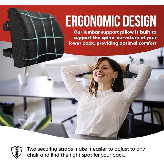 Stoelkussen, Zitkussen voor Bureaustoel, Rugkussen voor Stoel, Steunkussen voor de Rug, Autostoelkussen, Rugsteun, Traagschuim Zitkussen Wasbare Hoes