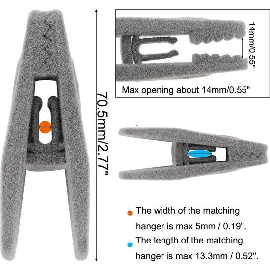 20 Pack Fluwelen Hanger Clips Set, Wasknijpers Sterke Vingergreep Flocked Rok Clips Perfect voor gebruik met Smalle Fluwelen Hangers - Grijs