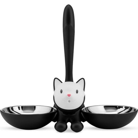 Kattenbak van roestvrij staal en thermoplastische hars, zwart, 32 cm