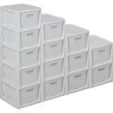 Shelf in Rattan Design, BPA-Free Plastic PP (polypropylene), White, 29.5 x 24 x 64.2 cm, 4 Baskets