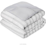 4 seizoenen dekbed van microvezel – dekbed voor het hele jaar – ultrazacht – dekbed 135 x 200 cm, grijs / wit gestreept