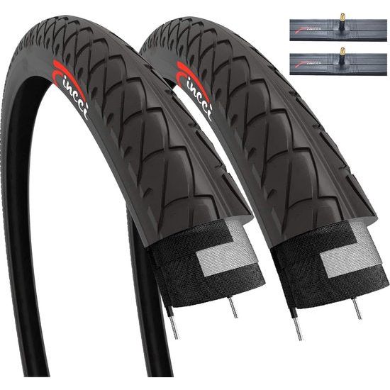 Paar Slick Road Mountain hybride fietsbanden 26 x 2.10 54-559 en autoventielbinnenbanden