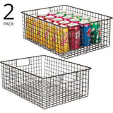 Opbergmand van metaaldraad – flexibel opbergsysteem voor de keuken, voorraadkamer enz. – grote en universele draadmand met handgrepen – set van 2 – bronskleuren