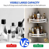 Shower Shelf without Drilling, Pack of 2 Shower Shelves with 2 Hooks for Bathroom, Kitchen, Toilet, Aluminium, Matt Black (2 Silver Corners)