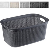 KADAX - Wasmand, multifunctionele mand, 27 l - wasmand van kunststof, opbergmand, wasmand voor badkamer, vuile kleding, accessoires, speelgoed, wasbox - Zwart