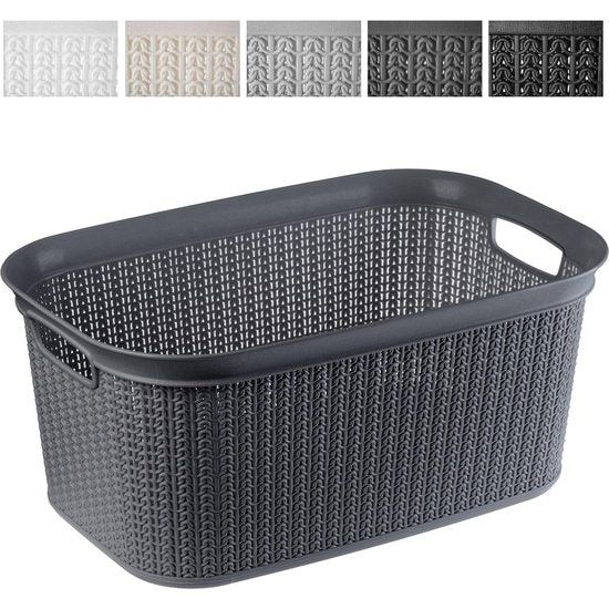 KADAX - Wasmand, multifunctionele mand, 27 l - wasmand van kunststof, opbergmand, wasmand voor badkamer, vuile kleding, accessoires, speelgoed, wasbox - Zwart